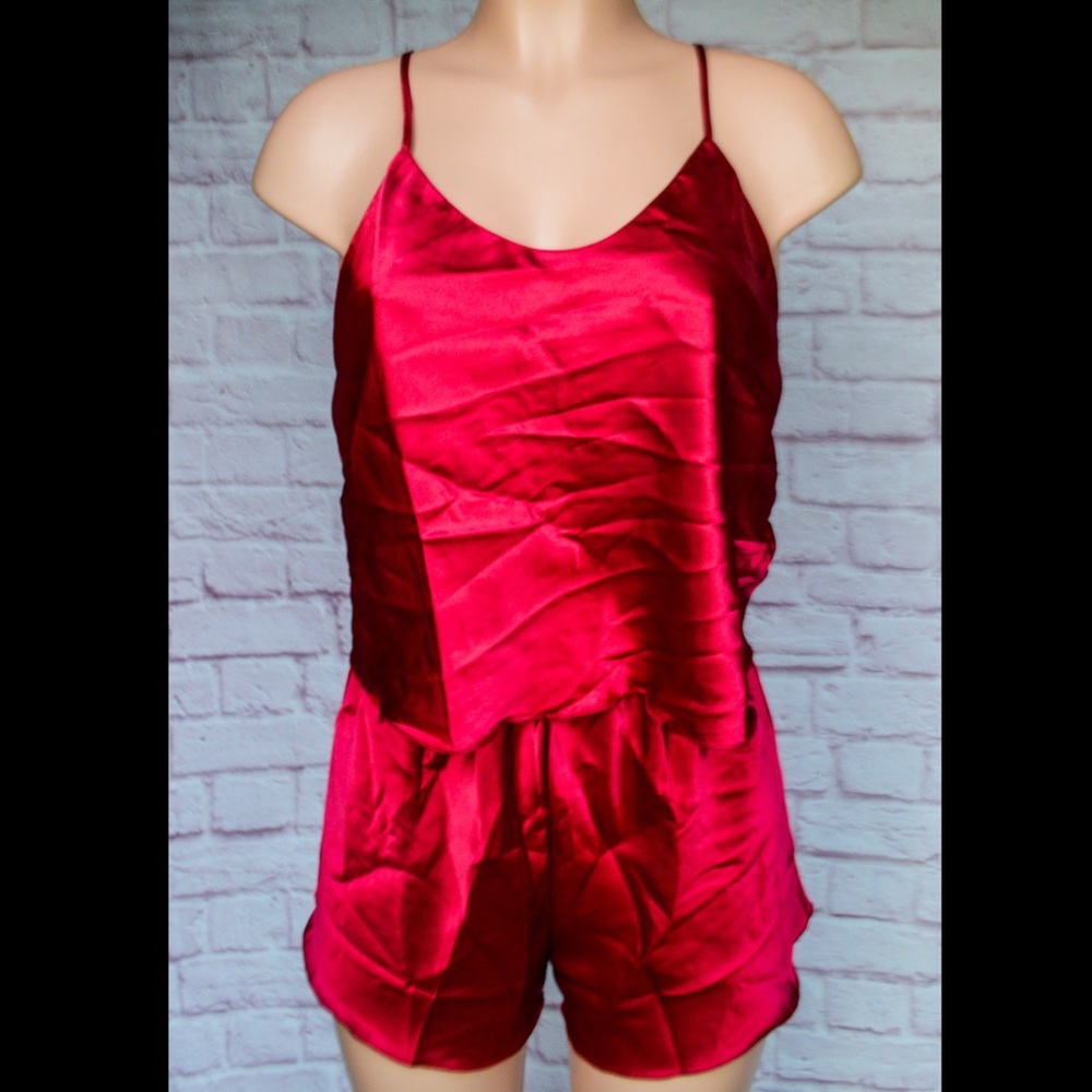 Red, Satin, Pajama Set - Picture 4 of 7